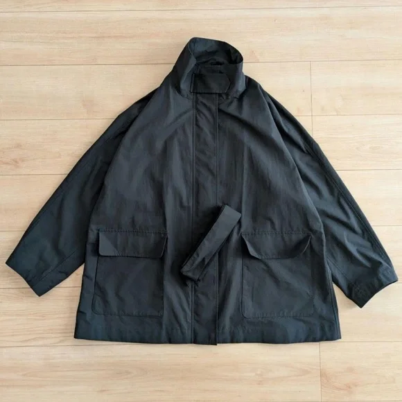 Uniqlo C Stand Collar trench cotton nylon black size XS rain minimal the row - Picture 13 of 17